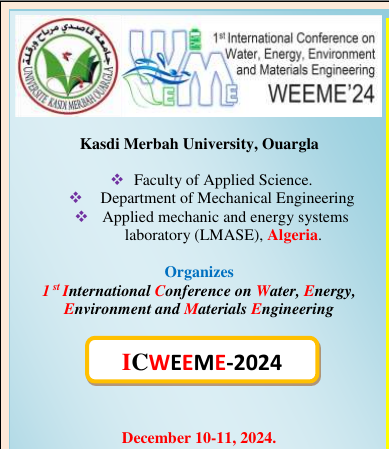 1st International Conference on Water, Energy, Environment and Materials Engineering